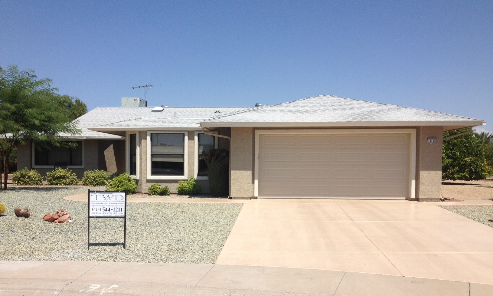 From old block lacking depth to a stucco stucco wrap with pop-outs around the windows and doors to accentuate and a two tone paint scheme for an entire new updated look. [TWD Project Location: Sun City West, AZ]