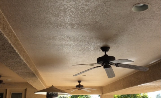 Patio and garage ceiling repairs are a common request that we get almost daily. Our skilled technicians repair the damage and will retexture to match the existing on the home so that the repair is no longer detectable. [TWD Project]