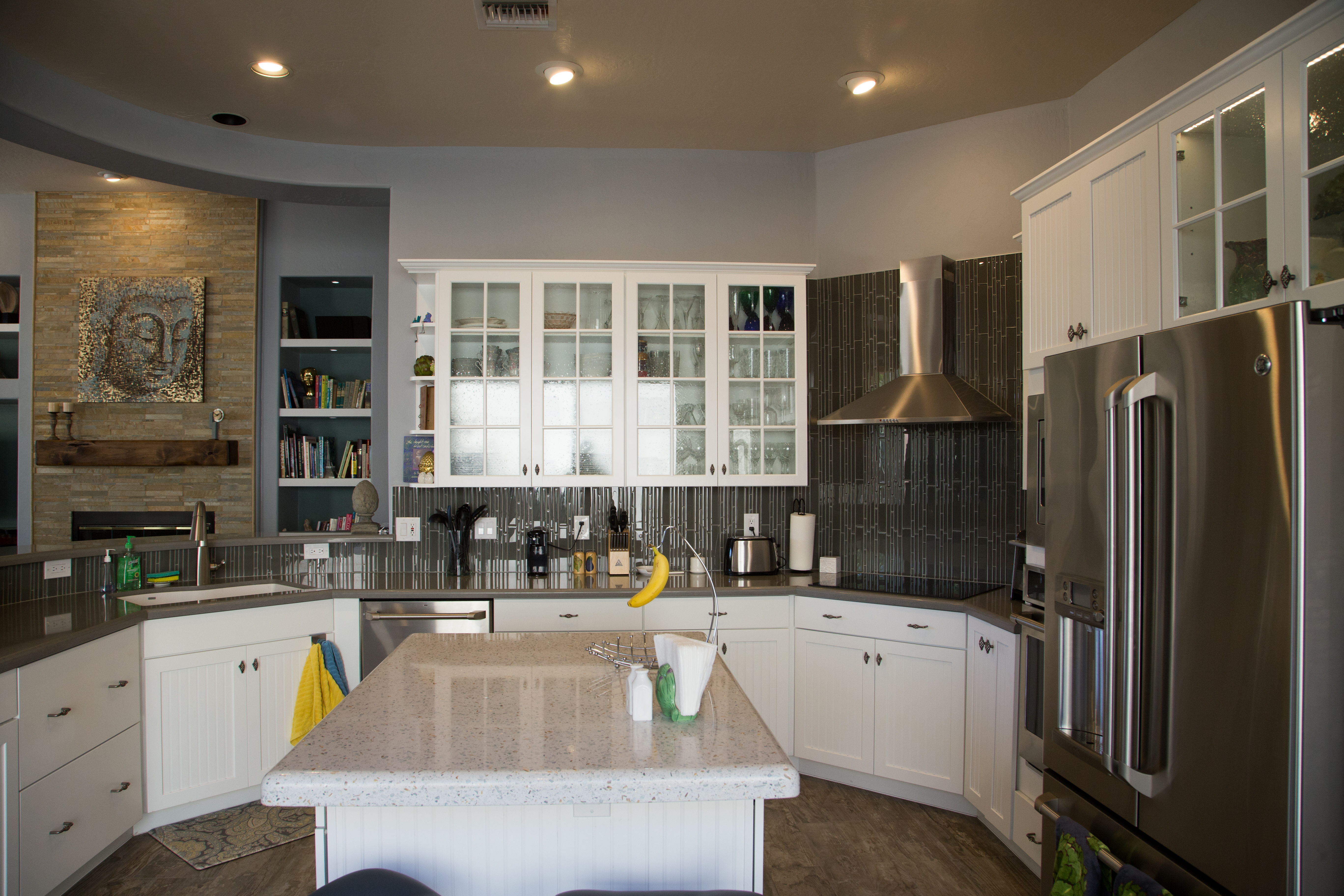 This full home renovation included a stunning kitchen remodel, beautiful focal point custom media wall in the open floor plan living space, a quaint guest bathroom, along with a master suite and spa-like bathroom remodel perfectly designed to impress. [TWD Project Location: Scottsdale, AZ]