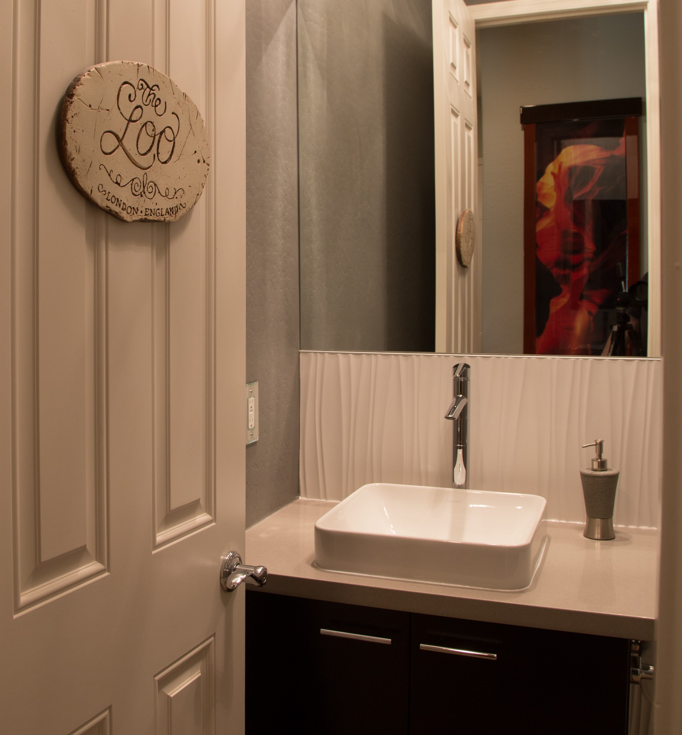 Vessel sinks are a popular choice for a bathroom remodeling. Pair it with a gorgeous back splash tile and the Touch20 chrome vessel faucet like this one and you've got a stunning transformation. [TWD Project Location: Litchfield Park, AZ]