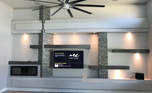 Any type of custom media wall project will include drywall services. From patching to niches and floating shelves our team has you covered. [TWD Project Location: Peoria, AZ]