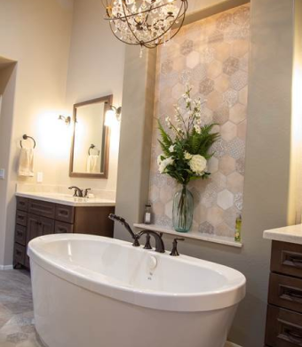 Freestanding bath tub in a bathroom remodel in Phoenix