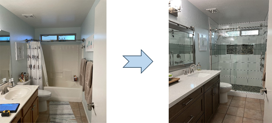 Tub-to-Shower Conversion for a bathroom remodel in Phoenix, AZ